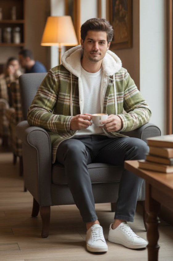 Valor - A men cotton plaid jacket with fur lined - Model 815